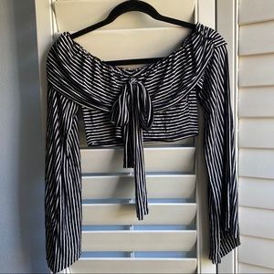 Off-Shoulder Striped Crop Top